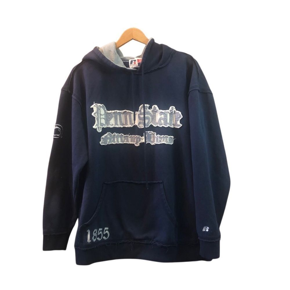 Penn State Nittany Lions Distressed Appliquéd Hooded Sweatshirt Blue Size 2X